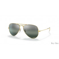 Ray Ban Aviator Chromance Gold And Silver/Blue RB3025 Sunglasses
