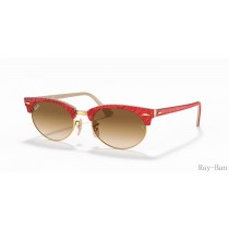 Ray Ban Clubmaster Oval Red And Light Brown RB3946 Sunglasses