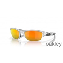 Oakley Flak Jacket Fire Iridium Lenses with Silver Frame Sunglasses