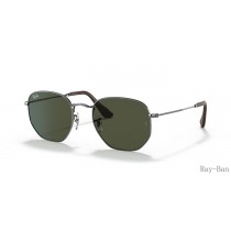 Ray Ban Hexagonal Collection Gunmetal And Green RB3548N Sunglasses