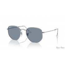 Ray Ban Hexagonal Flat Lenses Silver And Blue RB3548N Sunglasses