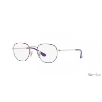 Ray Ban Hexagonal Optics Kids Violet On Silver Frame RY9541V Eyeglasses