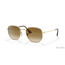 Ray Ban Hexagonal Gold And Brown RB3548 Sunglasses