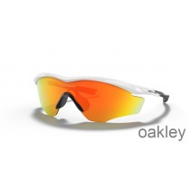 Oakley M2 Frame XL Fire Iridium Lenses with Polished White Frame Sunglasses