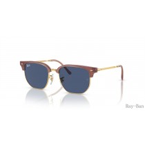 Ray Ban New Clubmaster Kids Opal Pink On Gold And Dark Blue RB9116S Sunglasses
