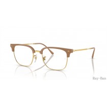 Ray Ban New Clubmaster Optics Beige On Gold Frame RB7216 Eyeglasses