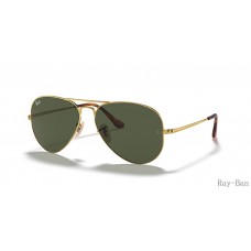 Ray Ban Aviator Metal Ii Gold And Green RB3689 Sunglasses