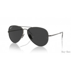 Ray Ban Aviator Titanium Gunmetal And Black RB8089 Sunglasses