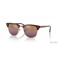 Ray Ban Clubmaster Chromance Bordeaux On Rose Gold And Red RB3016 Sunglasses