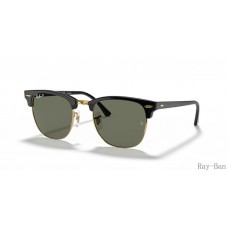 Ray Ban Clubmaster Classic Black On Gold And Green RB3016 Sunglasses