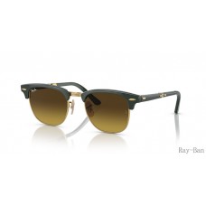 Ray Ban Clubmaster Folding Green On Gold And Brown RB2176 Sunglasses