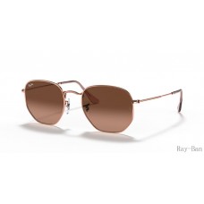 Ray Ban Hexagonal Flat Lenses Copper And Brown RB3548N Sunglasses