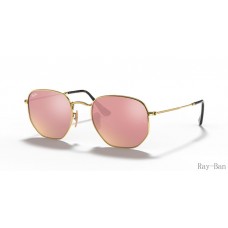 Ray Ban Hexagonal Flat Lenses Gold And Bronze RB3548N Sunglasses