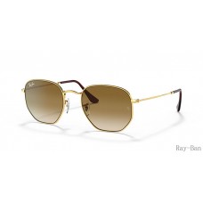 Ray Ban Hexagonal Gold And Brown RB3548 Sunglasses