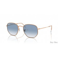 Ray Ban Hexagonal Rose Gold And Clear/Blue RB3548 Sunglasses