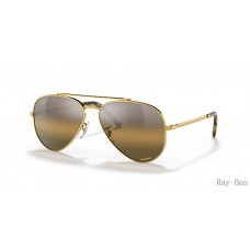 Ray Ban New Aviator Gold And Silver/Brown RB3625 Sunglasses