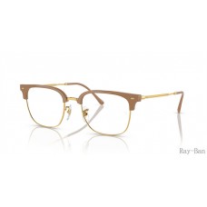 Ray Ban New Clubmaster Optics Beige On Gold Frame RB7216F Eyeglasses