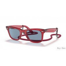 Ray Ban Original Wayfarer Colorblock Transparent Red And Blue RB2140 Sunglasses