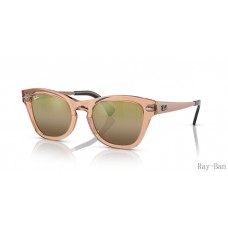Ray Ban Transparent Brown And Gold RB0707SM Sunglasses