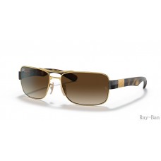 Ray Ban Gold And Brown RB3522 Sunglasses