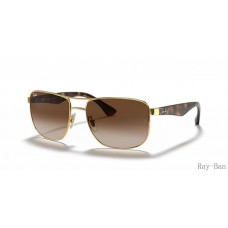 Ray Ban Gold And Brown RB3533 Sunglasses
