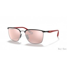 Ray Ban Scuderia Ferrari Collection Black On Silver And Silver RB3673M Sunglasses