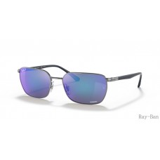 Ray Ban Chromance Gunmetal And Blue RB3684CH Sunglasses