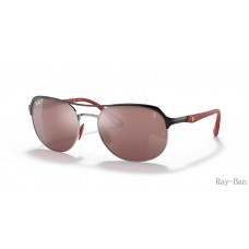 Ray Ban Scuderia Ferrari Collection Black On Silver And Silver RB3685M Sunglasses