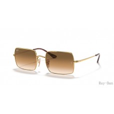 Ray Ban Rectangle Gold And Brown RB1969 Sunglasses