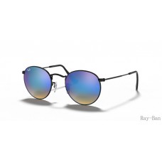 Ray Ban Round Flash Lenses Gradient Black And Blue RB3447 Sunglasses
