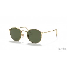 Ray Ban Round Flat Lenses Gold And Green RB3447N Sunglasses
