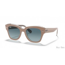 Ray Ban State Street Beige On Transparent And Blue RB2186 Sunglasses