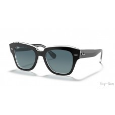 Ray Ban State Street Black On Transparent And Blue RB2186 Sunglasses