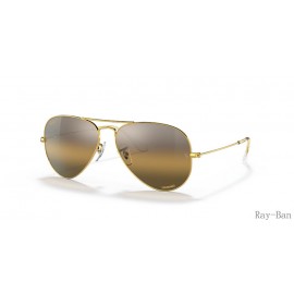 Ray Ban Aviator Chromance Gold And Brown RB3025 Sunglasses
