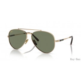 Ray Ban Aviator Ii Titanium Gold And Green RB8225 Sunglasses