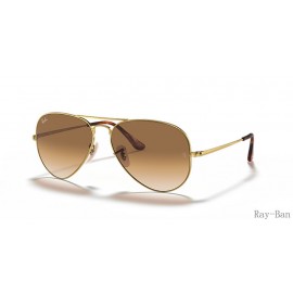 Ray Ban Aviator Metal Ii Gold And Light Brown RB3689 Sunglasses