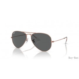 Ray Ban Aviator Rose Gold Rose Gold And Dark Grey RB3025 Sunglasses