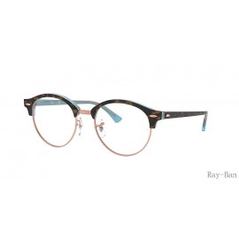 Ray Ban Clubround Optics Havana On Light Blue Frame RB4246V Eyeglasses