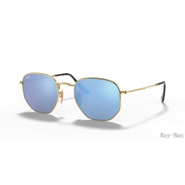Ray Ban Hexagonal Flat Lenses Gold And Blue RB3548N Sunglasses