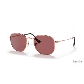 Ray Ban Hexagonal Flat Lenses Rose Gold And Violet RB3548N Sunglasses