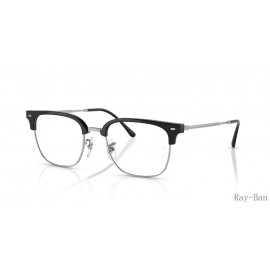 Ray Ban New Clubmaster Optics Black On Silver Frame RB7216 Eyeglasses