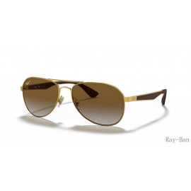 Ray Ban Gold And Brown RB3549 Sunglasses