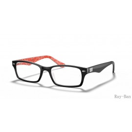 Ray Ban Optics Black On Red Frame RB5206 Eyeglasses