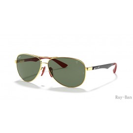 Ray Ban Scuderia Ferrari Collection Gold And Green RB8313M Sunglasses