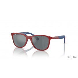 Ray Ban Kids Bio-based Red On Blue And Grey Black RB9077S Sunglasses