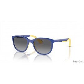 Ray Ban Kids Bio-based Light Blue On Yellow And Grey RB9078S Sunglasses